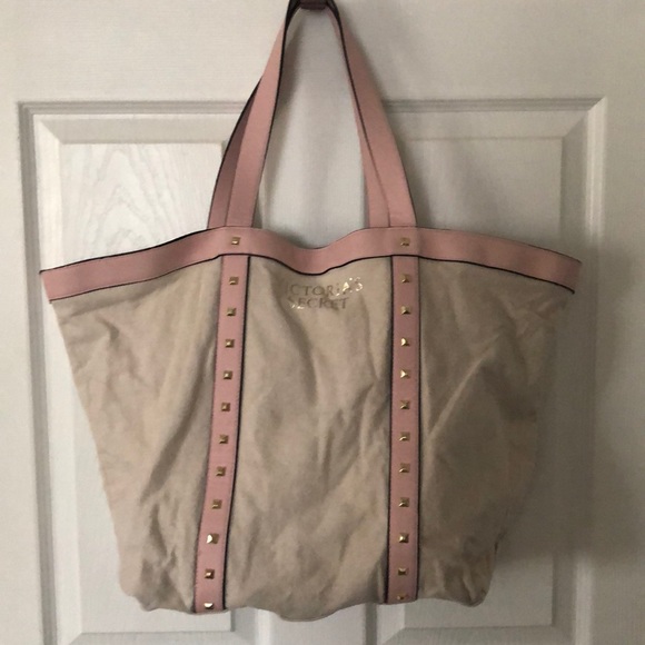 VICTORIA SECRET LIMITED EDITION BEIGE CANVAS TOTE - Picture 2 of 8
